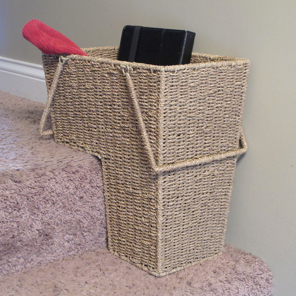 Wicker Stair Basket With Handles
