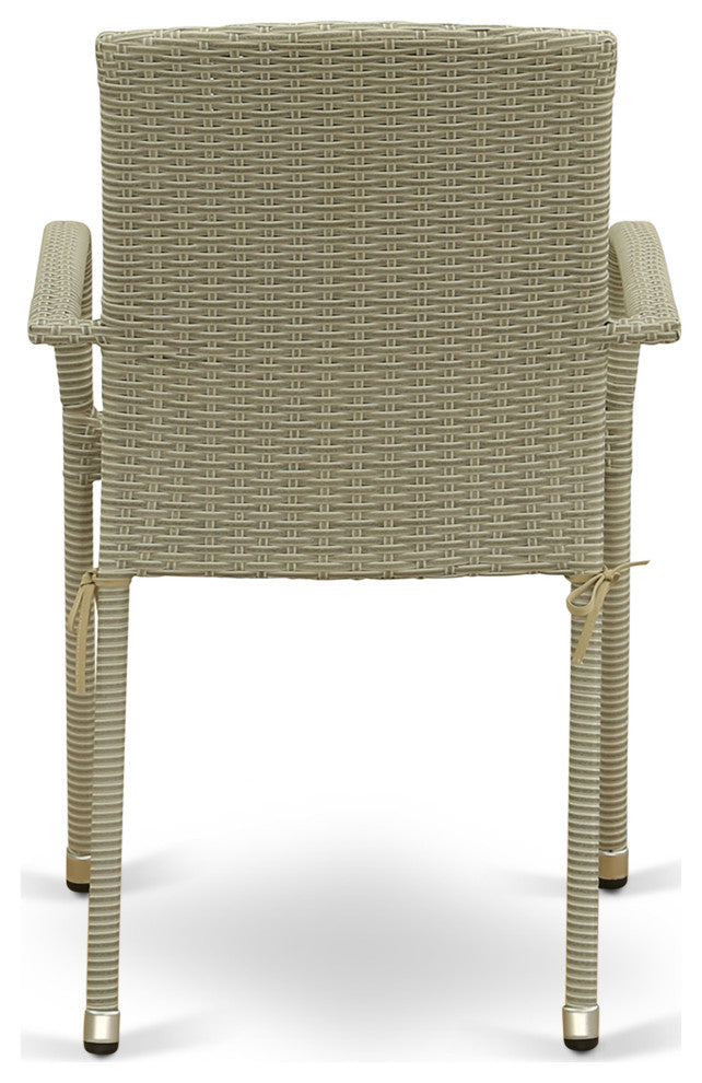 Jubi Patio Chair, Natural Linen Wicker, And Beige Cushion - Set Of 2