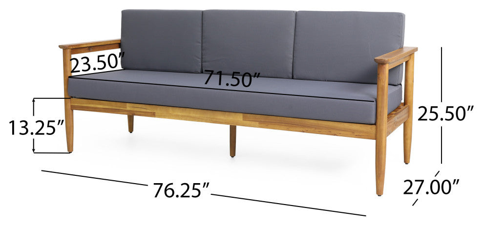 Salton Outdoor Acacia Wood 3-Seater Sofa