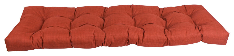 55"X19" Tufted Solid Outdoor Spun Polyester Loveseat Cushion, Cinnamon