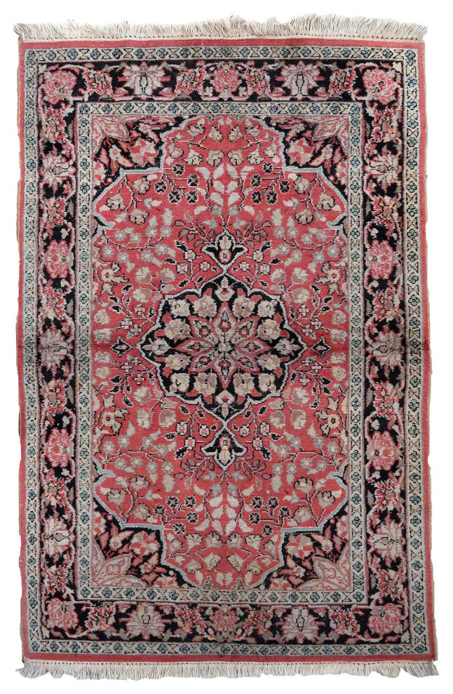 Handmade Vintage Persian Tabriz Kashmir Rug 2.5'x4.2', 78cmx129cm 1960s