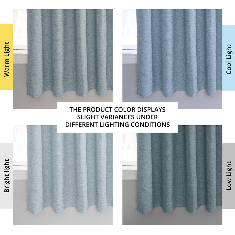 Bellino Blackout Room Darkening Single Panel Curtain, Gulf Blue, 50"x63"