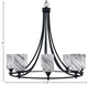 Paramount Uplight 8-Light Chandelier, Matte Black, 4" Onyx Swirl Glass