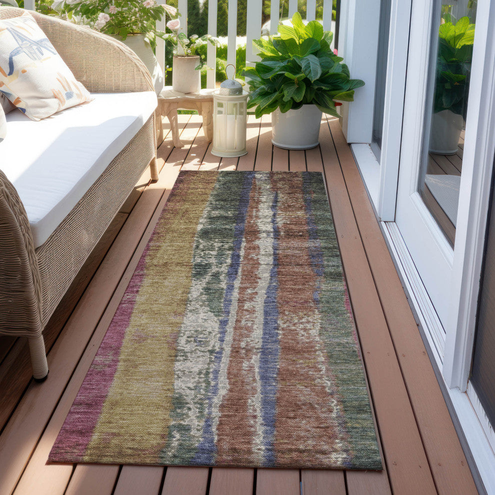 Machine Washable Indoor/Outdoor Chantille ACN1910 Blush 2'3" x 7'6" Runner Rug