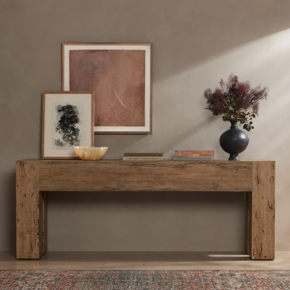 Abaso Console Table-Rustic Wormwood Oak
