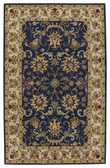 Gilded Rectangular Hand-Tufted Rug, Dark Blue, 9'x12'