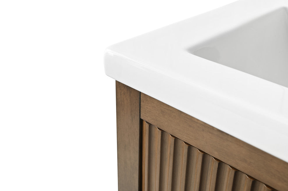 Vanity Art Freestanding Vanity, Walnut, 20", Single Sink, Brushed Nickel