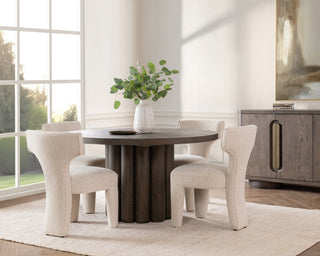 Tiber Oak Wood Round Dining Table, 55", Toasted Brown