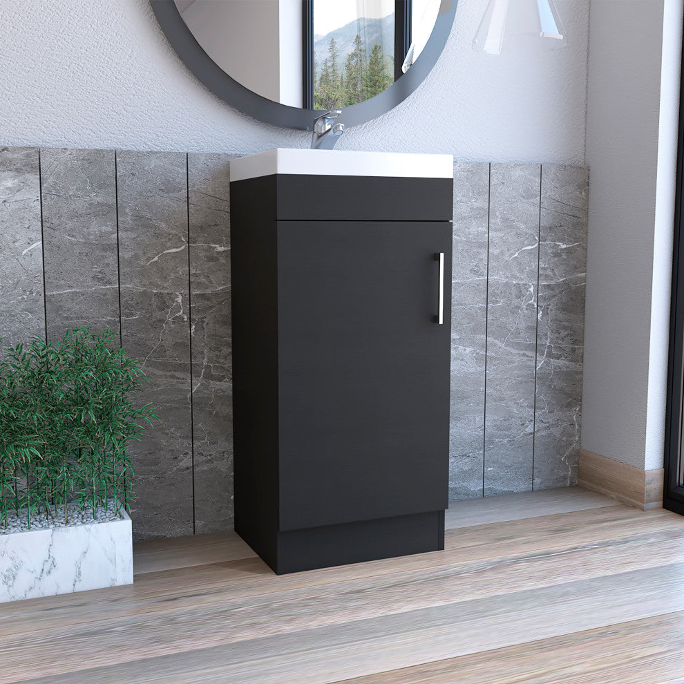 DEPOT E-SHOP Sevilla Bathroom Vanity Sink with Metal Handles, Black