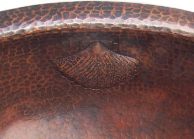 Hammered Oval Oyster Bathroom Copper Sink