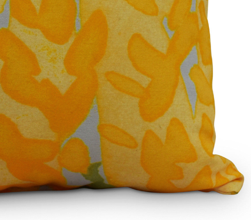Flower Bell Decorative Floral Throw Pillow, Yellow, 18"