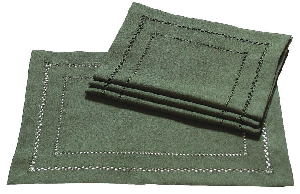 Handmade Double Hemstitch Easy Care Placemat, 13"x19", Pine, Set of 4