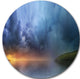 Dense Blue Clouds Over Lake, Skyscape Photo Round Wall Art, 11"