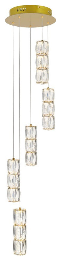 Paige LED Light Gold Pendant Clear Crystal