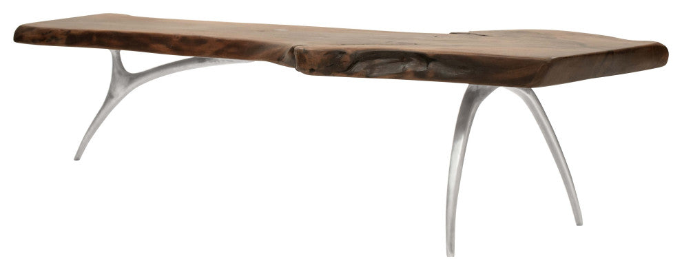 Walnut Slab Coffee Table with Cast Aluminium Legs 89"x30"x19"