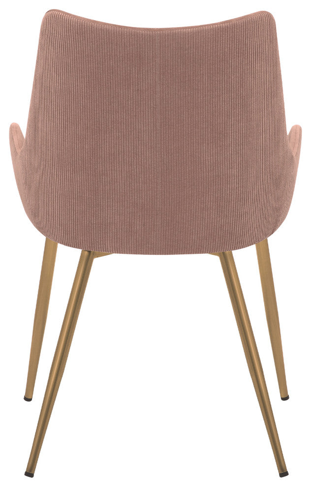 Avery Fabric Dining Room Chair With Gold Legs, Pink