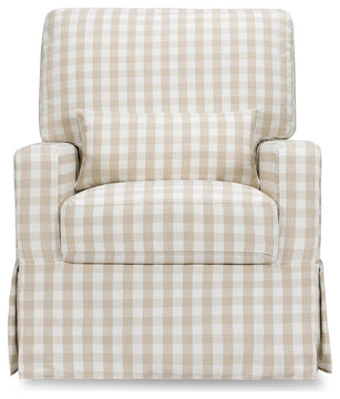 Crawford Pillowback Comfort Swivel Glider, Tan Gingham
