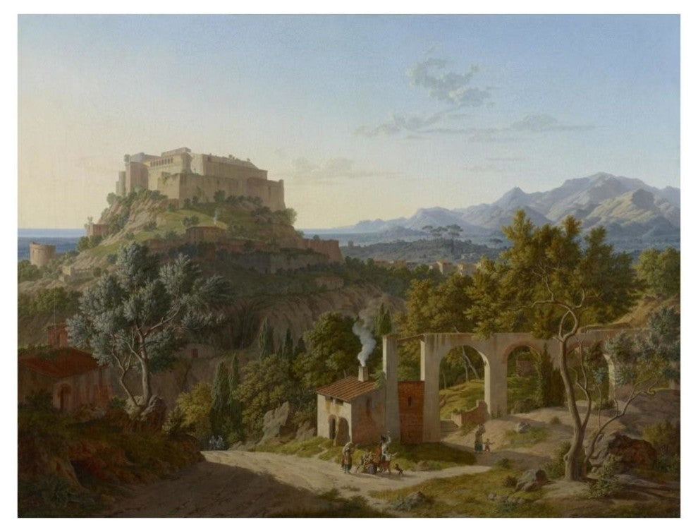 "Landscape with the Castle of Massa di Carrara" Print by Leo von Klenze, 34"x26"