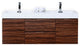 Bliss 60" Double Sink Walnut Wall Mount Modern Bathroom Vanity