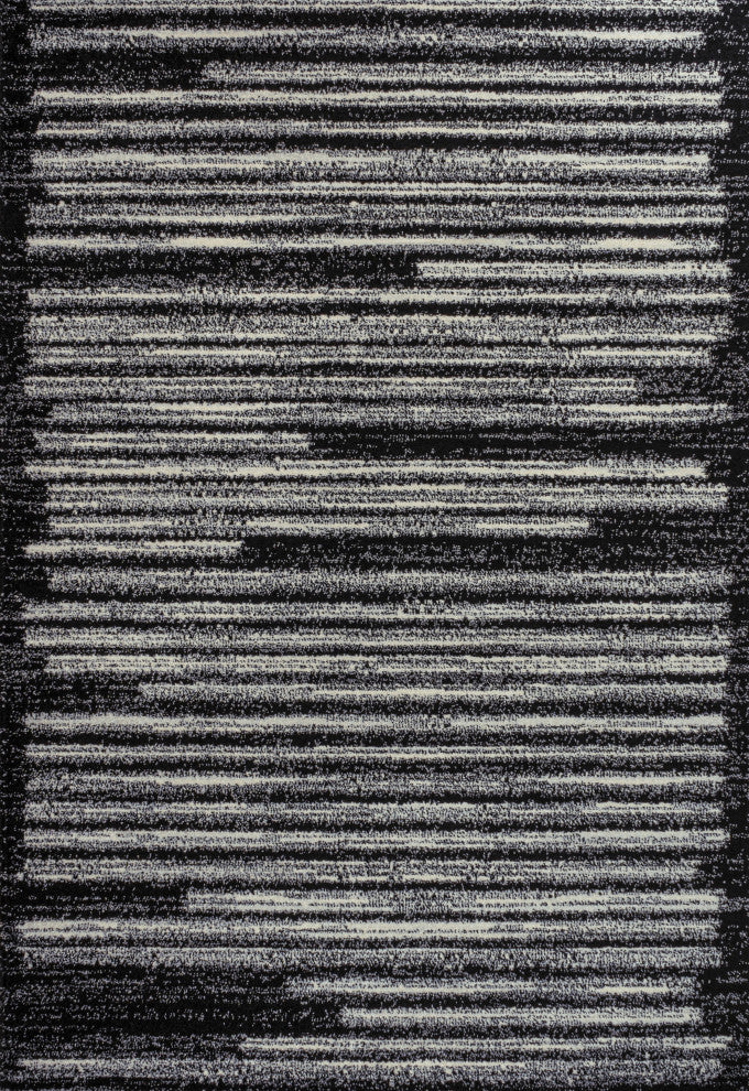 Khalil Modern Berber Stripe Black/Cream 3 ft. x 5 ft. Area Rug