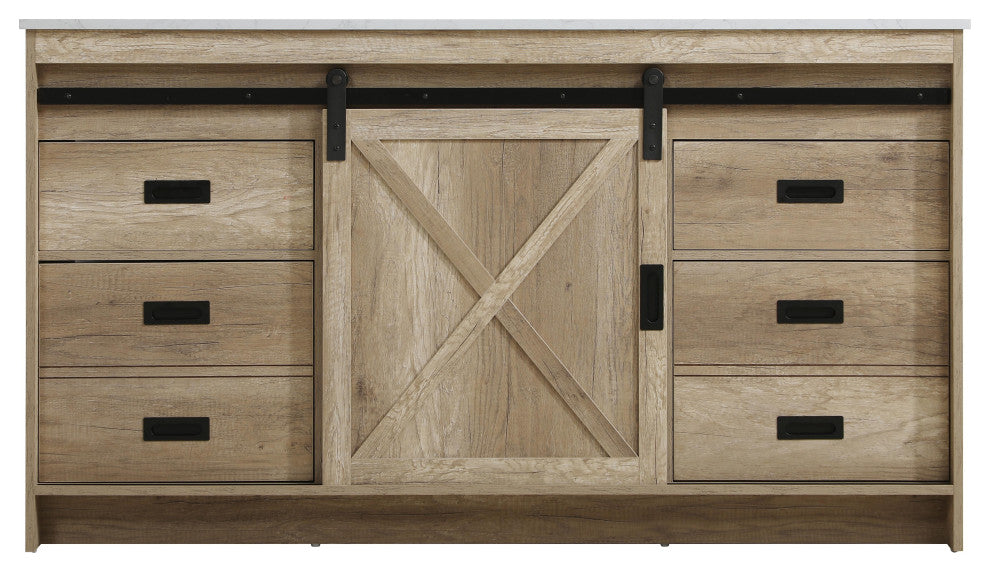 Home Living 60" Single Bathroom Vanity, Natural Oak