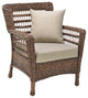 Modern Concept Faux Sea Grass Resin Rattan Patio Chairs Set, Set of 2 Armchairs