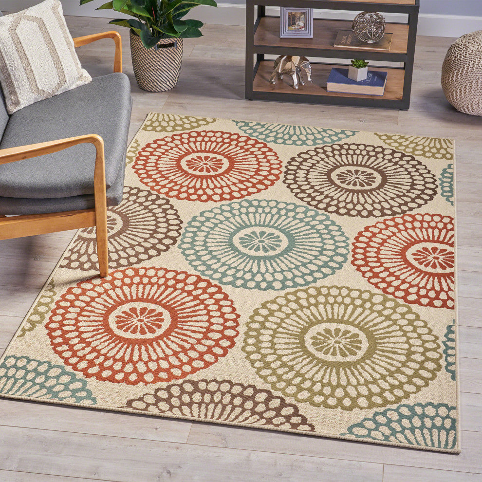 GDF Studio Jim Indoor Floral Area Rug, 5'x8'