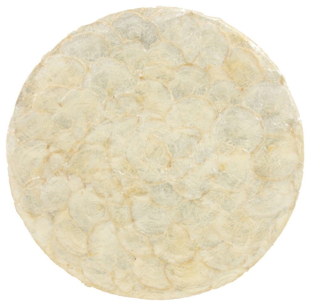 East at Main Sable Off-White Wood and Capiz Round Accent Table