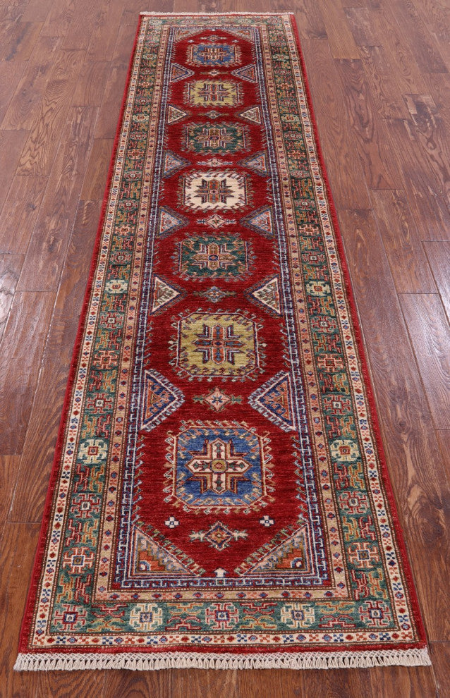 Super Kazak Hand Knotted Runner Rug 2' 7" X 10' 0" - Q12967