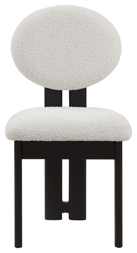 Napa Boucle Fabric Dining Chair, Set of 2, Cream, Black Finish