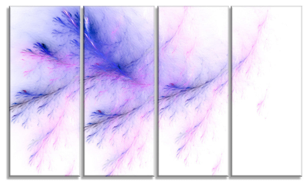 Bright Blue Veins of Marble, Abstract Wall Art Canvas, 48"x28", 4 Panels