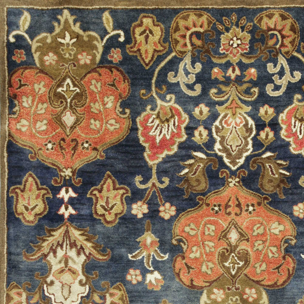 8'X11' Grey Machine Woven Distressed Floral Traditional Indoor Area Rug