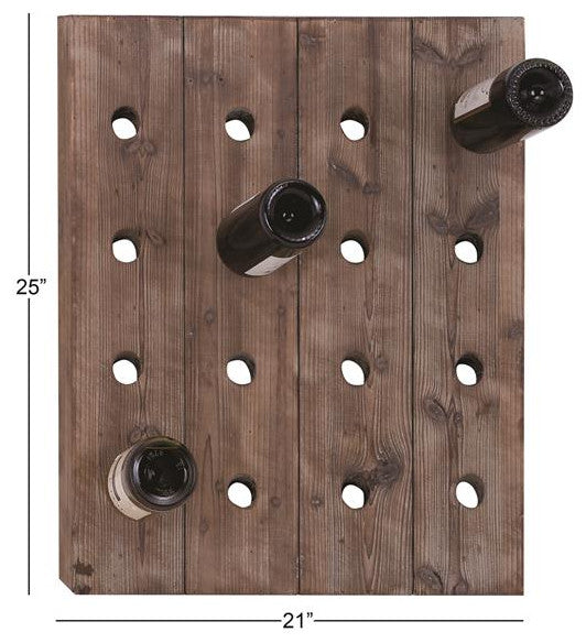 Brown Wood Rustic Wall Wine Rack
