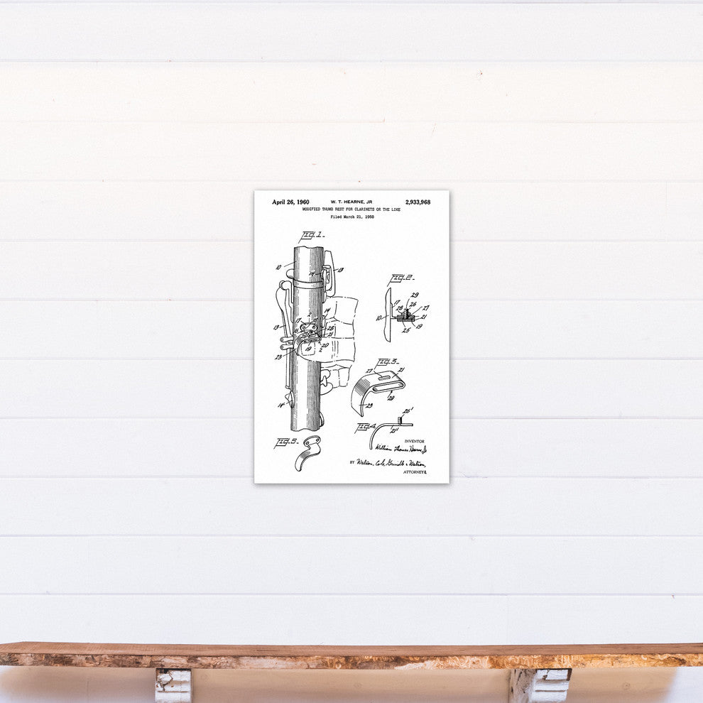 Vintage Clarinet Patent 20"x30" Print on Canvas