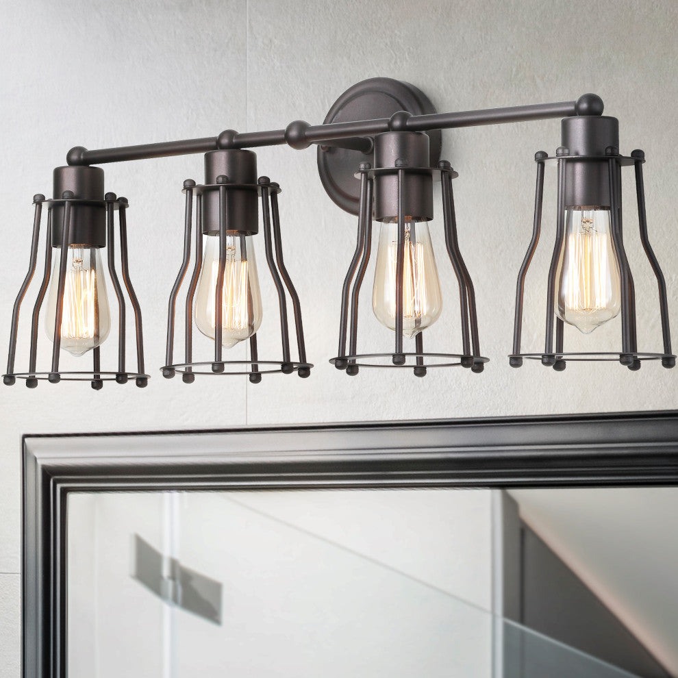 Evelyn Metal Vanity Light, Oil Rubbed Bronze, 4-Light