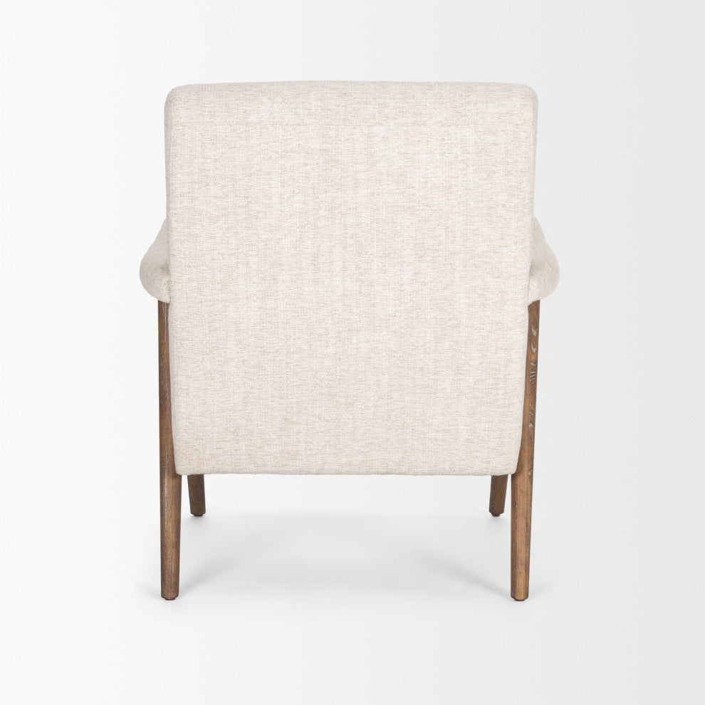 Nico Oatmeal Upholstered With Brown Wood Accent Chair