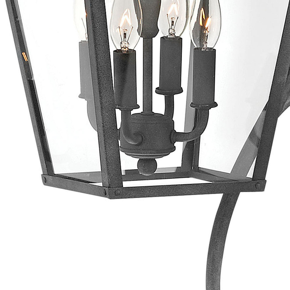 Hinkley Trellis Large Wall Mount Lantern With Scroll, Aged Zinc
