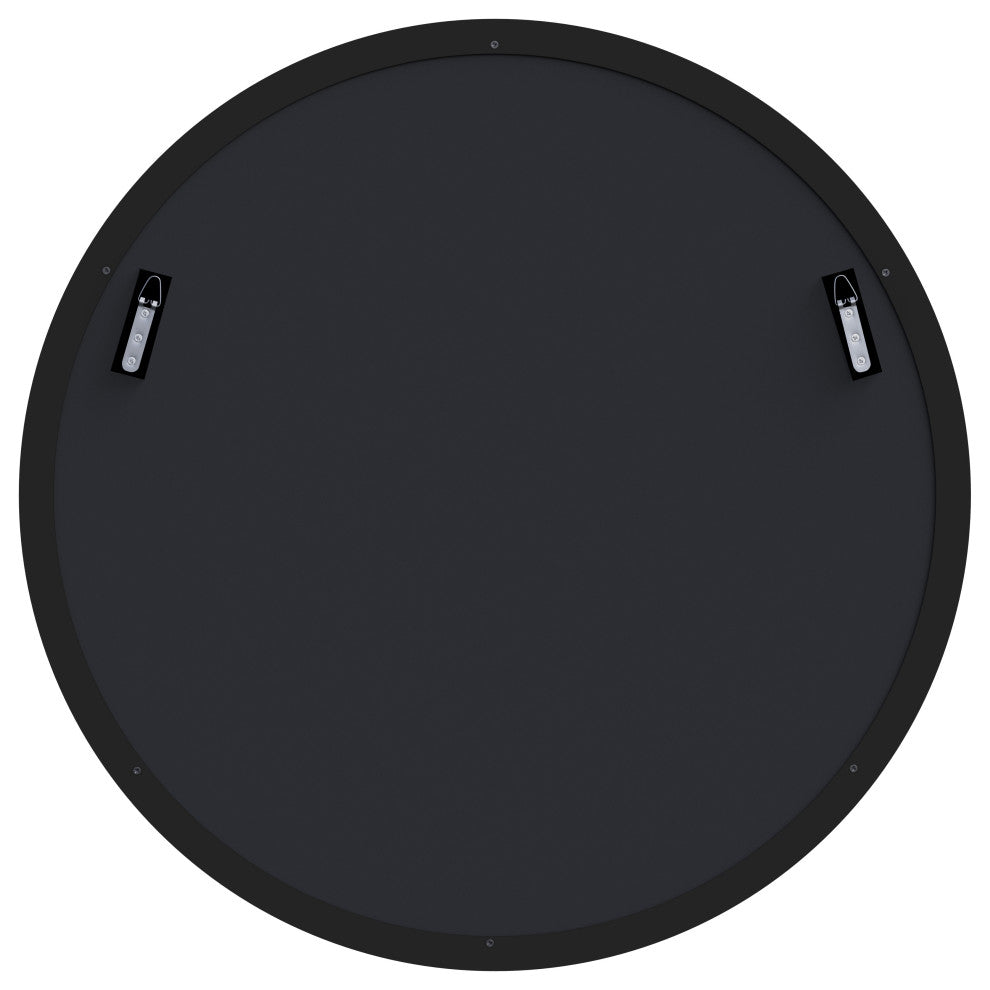 Round Black 28" Stainless Steel Framed Mirror, Black
