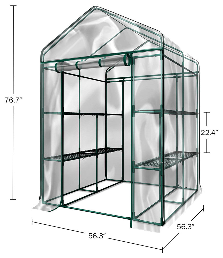 Walk-In Greenhouse Portable Green House With 8 Shelves and PVC Cover