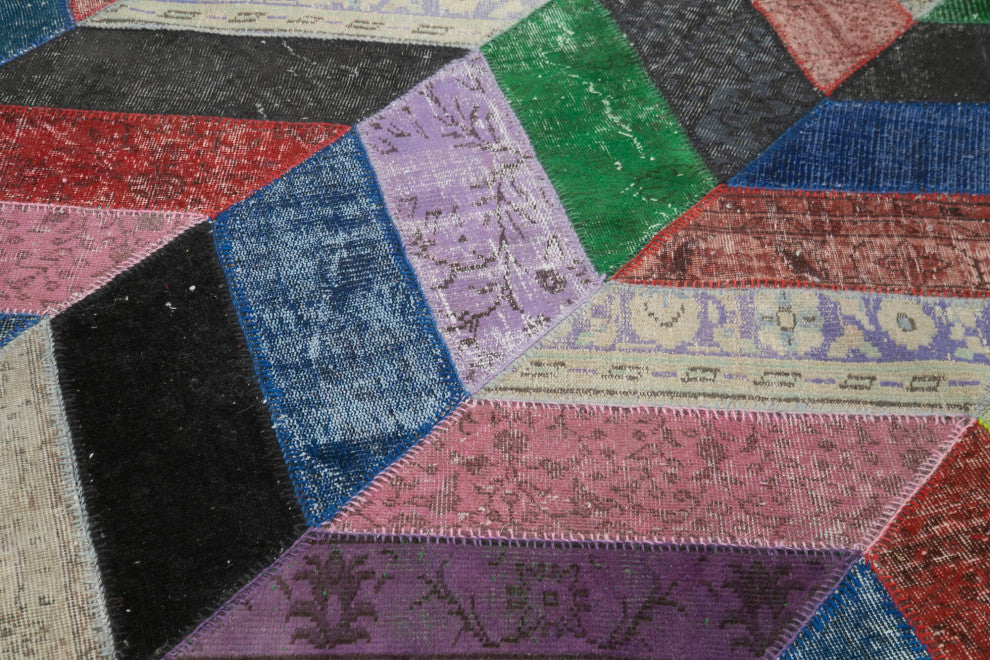 Rug N Carpet - Hand-Knotted Turkish 7' 1" x 9' 11" Unique Patchwork Area Rug