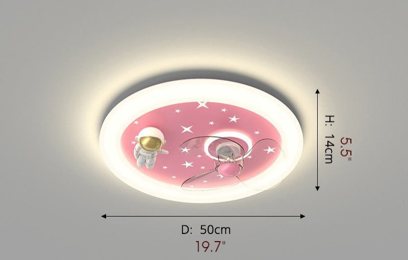 Marche-en-Famenne | Space Led Ceiling Lamp for kids room, Pink, Fan