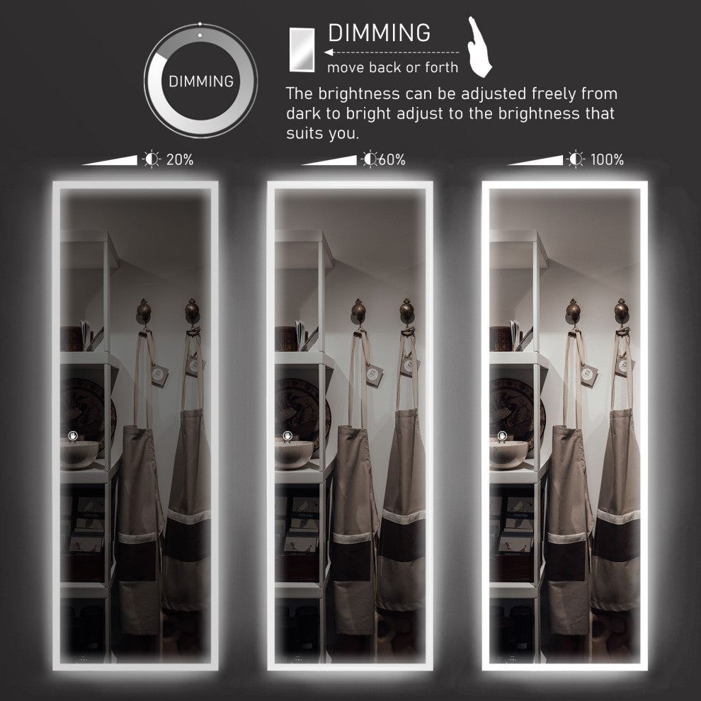 LED Vanity Wall Mounted Fitting Mirror, Vertical/Horizontal, 65x22", Border Light, Induction