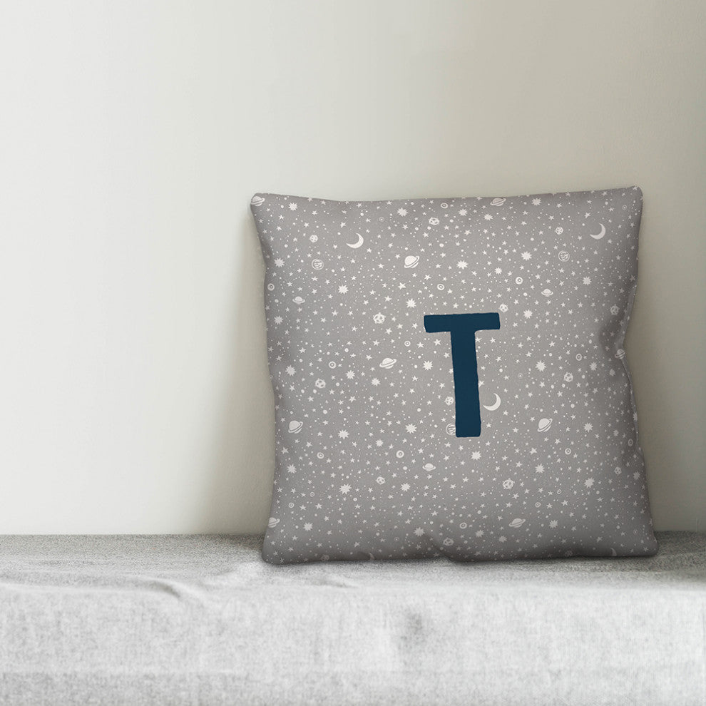 Monogram T Space Doodle 16x16 Spun Poly Pillow