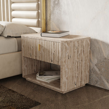 Nova Domus Daystar, Roma Beige Velvet, Travertine, Gold Bedroom Set, Eastern King