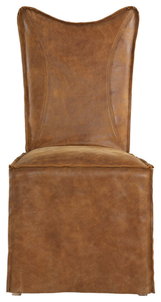 Uttermost Delroy Armless Chairs, Cognac, Set of 2 23447-2