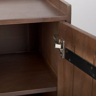 Hinge interior close-up with door open on white background