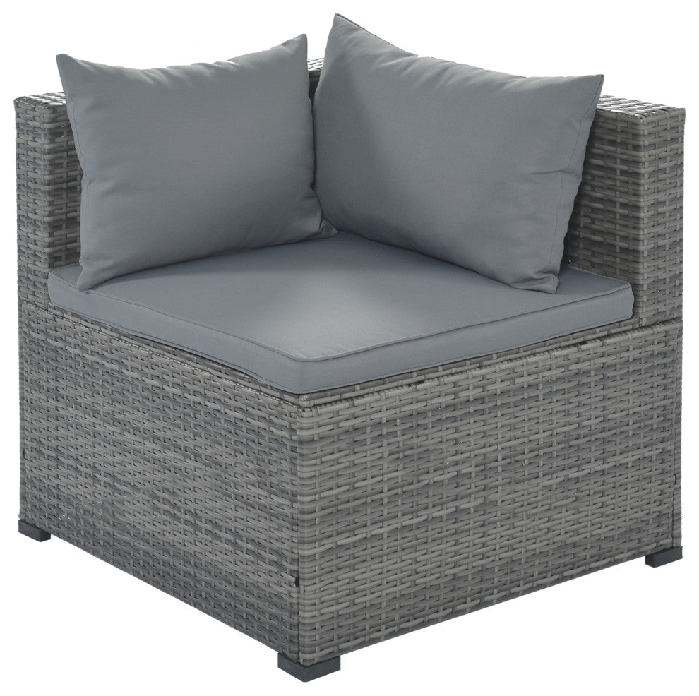9 Pieces Outdoor Large Wicker Reversible Patio Sectional with Table and Cushions