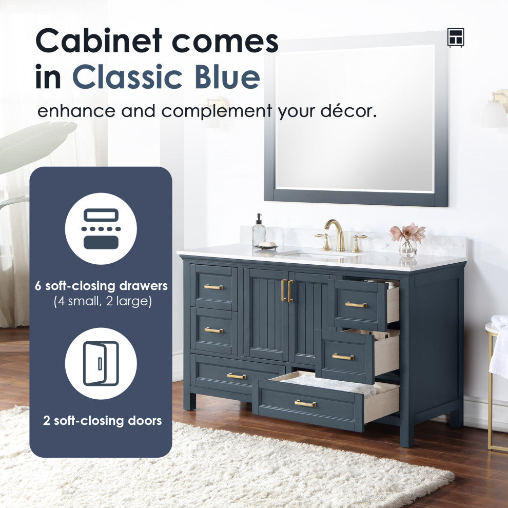 Isla Single Bathroom Vanity Set, Classic Blue, 60, Without Mirror
