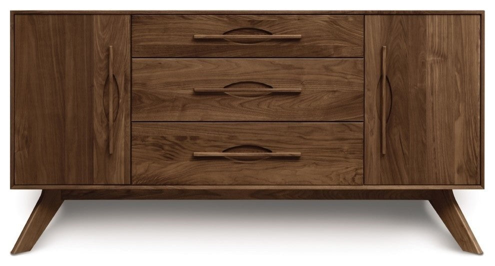 Copeland Audrey 1 Door On Either Side Of 3 Drawers Buffet, Natural Walnut