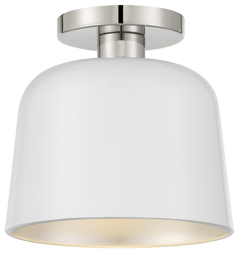 Savoy House Meridian 1-Light Ceiling Light M60067WHPN, White With Nickel